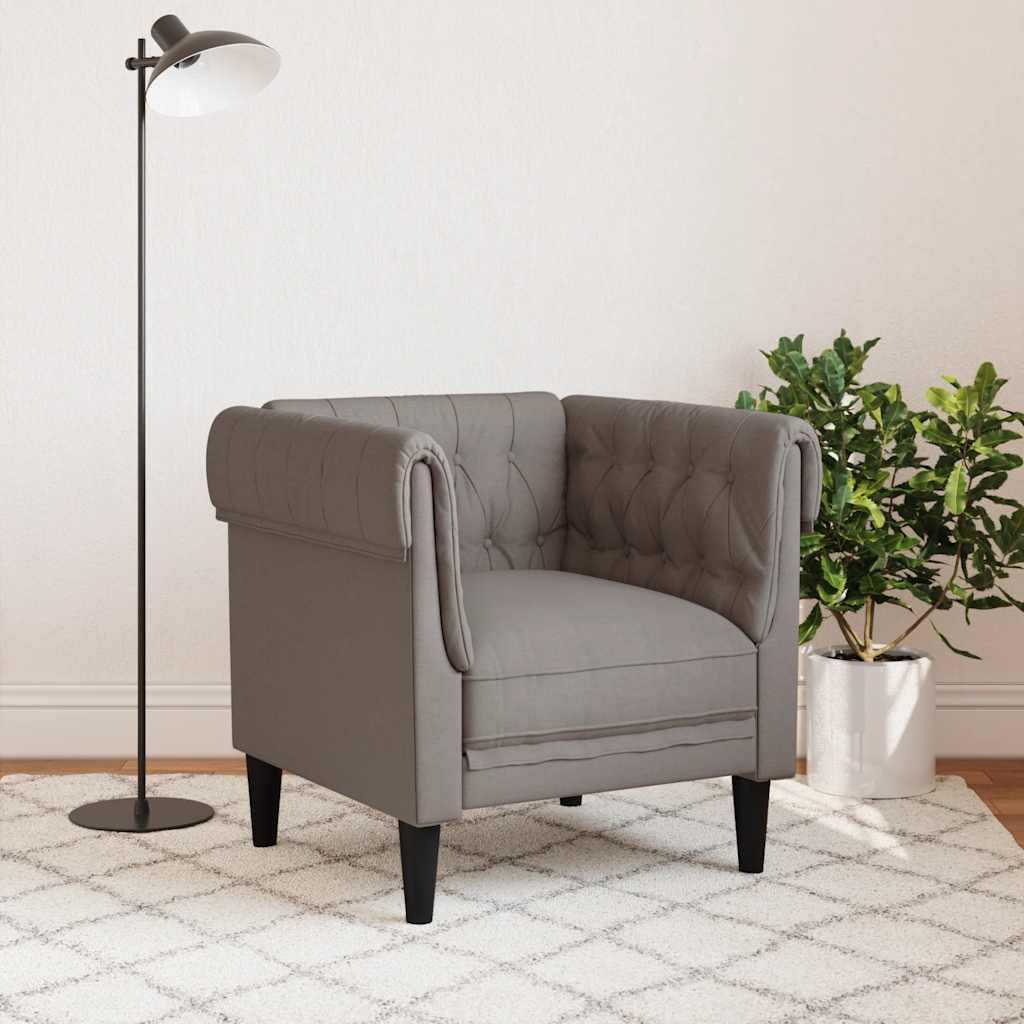 Sillón Chesterfield de Tela Gris taupé,16.4kg-372543