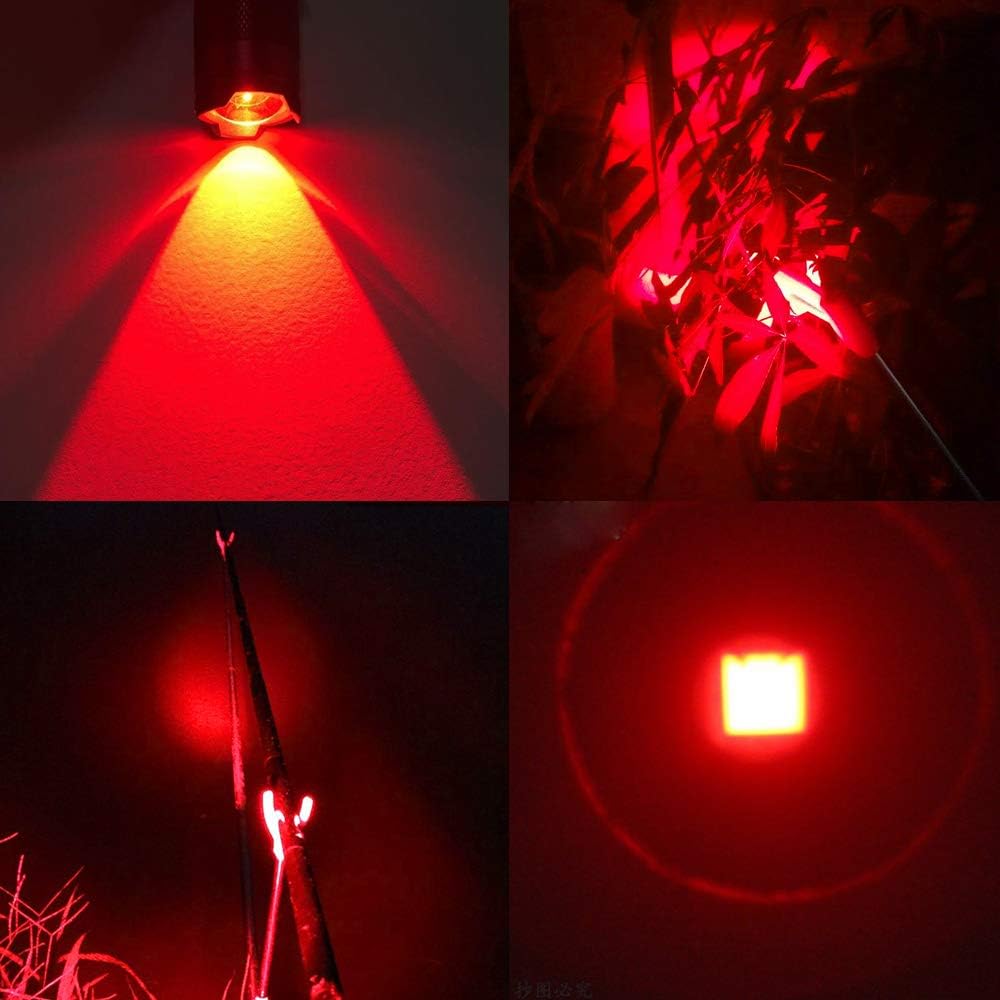 3 Pack Zoomable Long Range Red Hunting Light Flashlight Torch with Clip for Hunting, Detection, Night Observation - Black