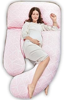 Pregnancy Pillows for Sleeping,Support for Belly, Back, Legs, Hips,U Shaped Full Body Pillow for Pregnancy Women,Maternity and Nursing Pillow with Auto Adjust Temp (Pink)