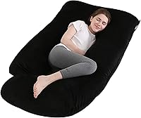 Vista 8 de Almohada de embarazo en forma de J, almohada corporal completa de 59 pulgadas con funda de jersey fácil de quitar y lavar, apoya la espalda