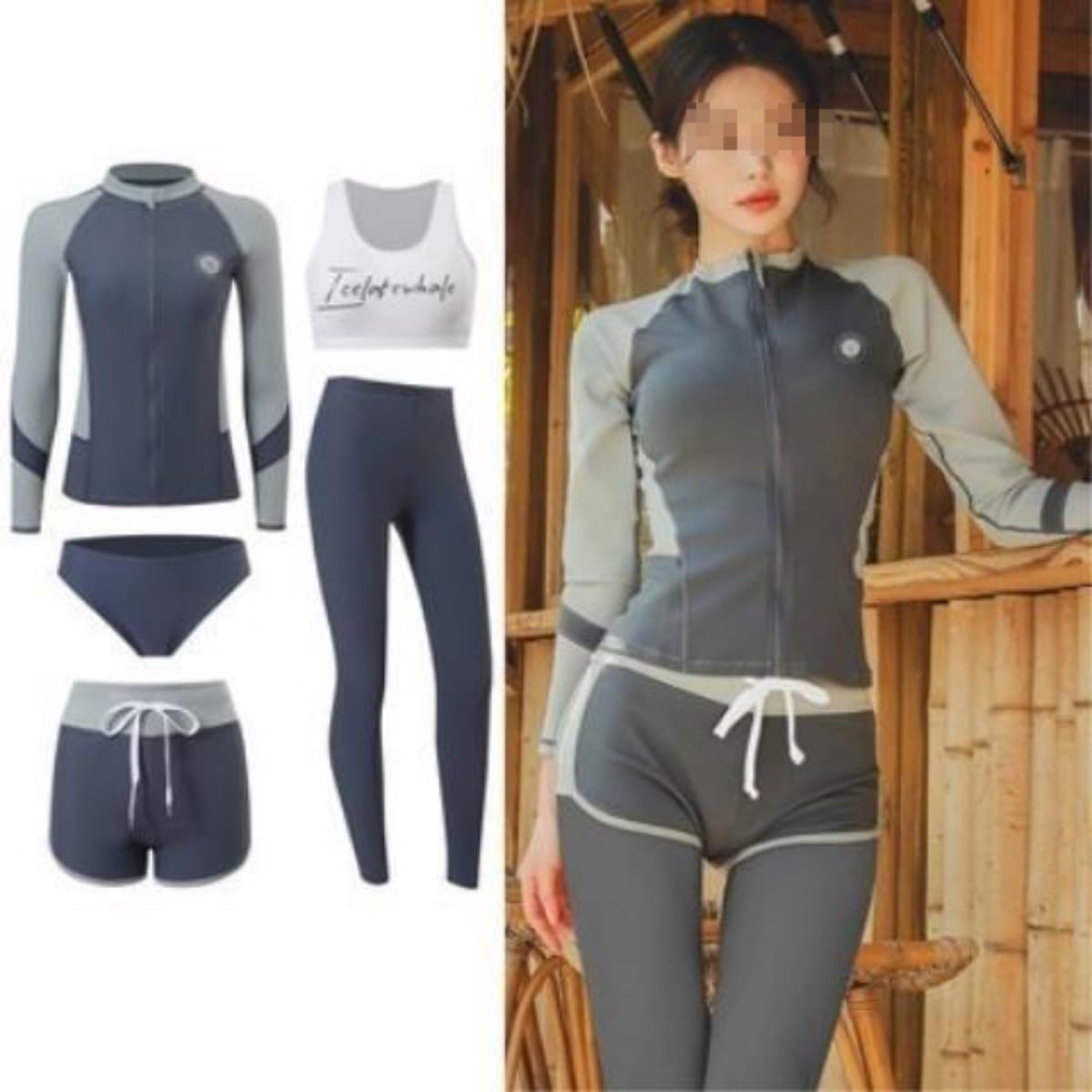 5pcs Bodysuit Set for Diving Swimming - Quick-Drying, Sun-Protective, Warm, and Stylish Full Body Wetsuits Men Women