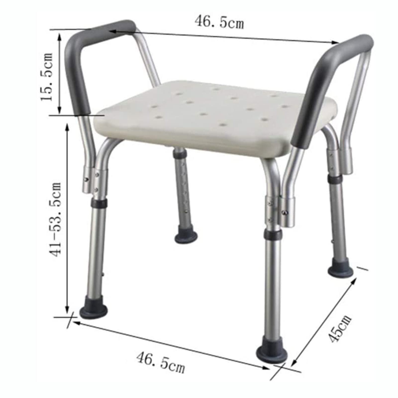 Asiento De Ducha con Asas Silla De Baño Antideslizante - Patas De Altura Ajustable y Pies De Ventosa, Baño Ayuda De Seguridad para Ancianos ， Taburete De Baño De Aleación De Aluminio