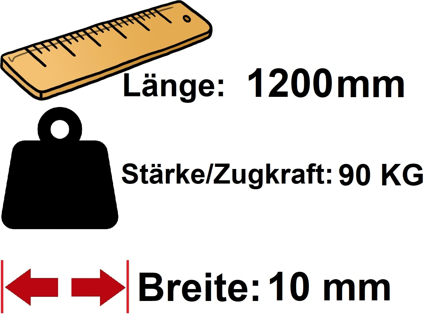 XXL Kabelbinder 10 x 1000mm Industrie Qualität 10mm breit 100cm lang 90KG Zukraft Stark, lang und breit Schwarz - Black 100 Stück - 100 Stk.