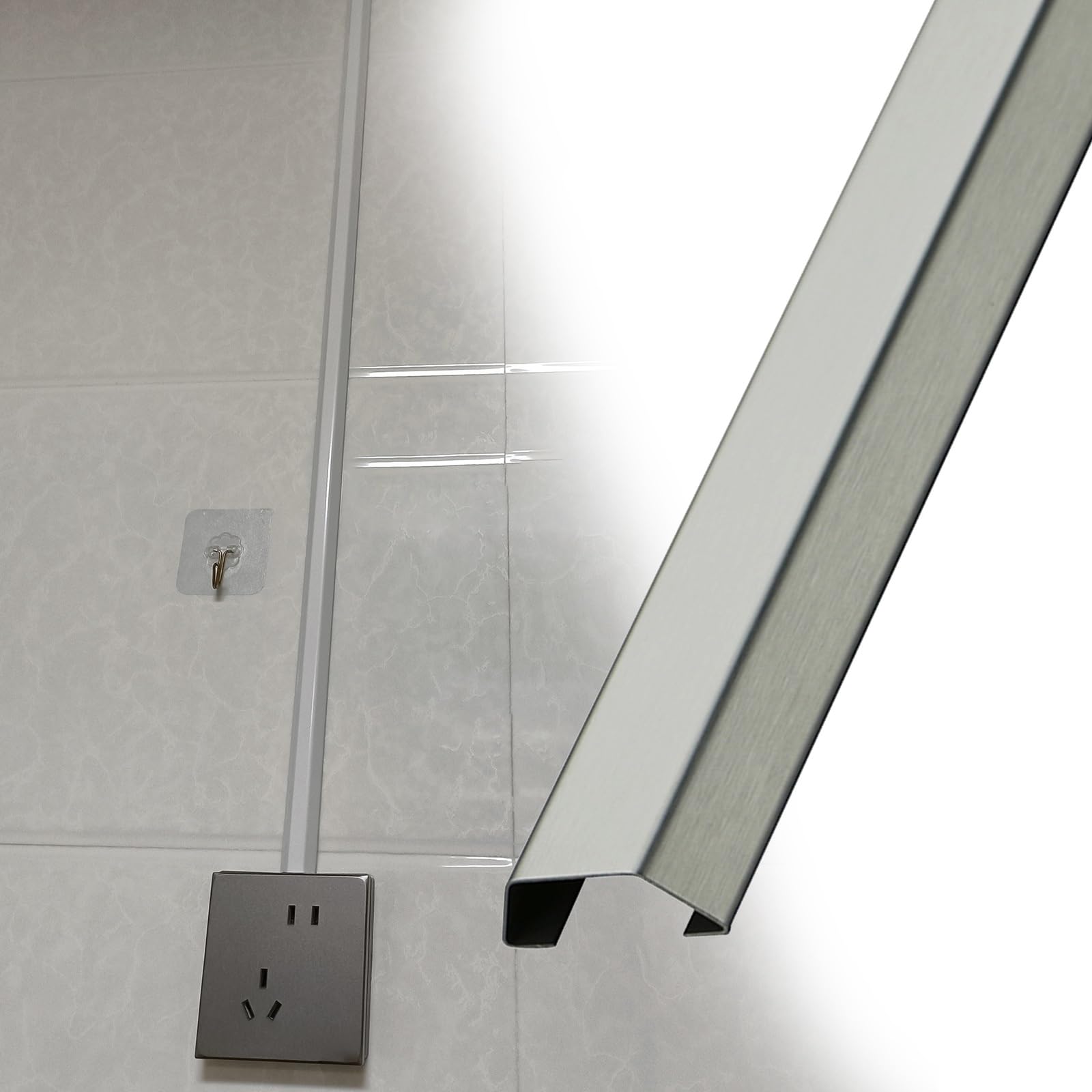 Goulotte Passe Cable Cache-câble de 3, 5 ou 6 pieds de long avec support adhésif, chemin de câbles robuste pour protéger les fils des haut-parleurs de bureau, cordon de protection découpable(Black,W 3