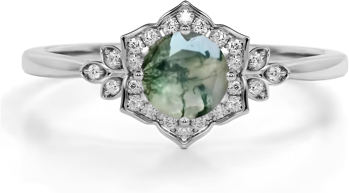 1CT Round Gemstone 10K 14K 18K Gold Engagement Rings for Women Birthstone Wedding Band for Her for Anniversary Valentine's Day Size 4-12 Free Engrave