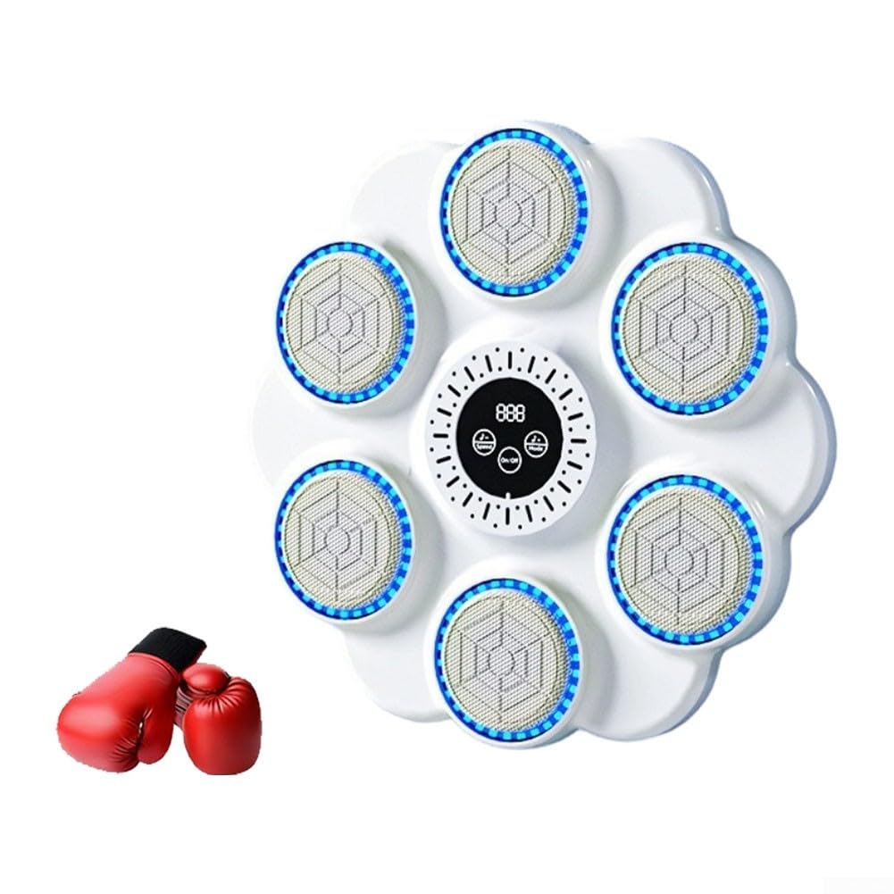 Macchina da boxe a LED da parete con bersaglio musicale a LED | musica, luci RGB per gli occhi, monitoraggio app, sfide globali, costruzione di abilità