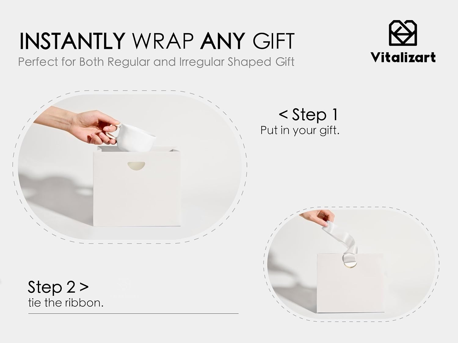 Vitalizart Paper Gift Bags With Ribbon Handles Set of 10 White Bulk Reusable For Gift Wrap Girls Kids Birthday Bridal Shower Party Favors Goodie Bags Candy Toys Christmas 7.87"x3.54"x7.09" Small Size - Image 4