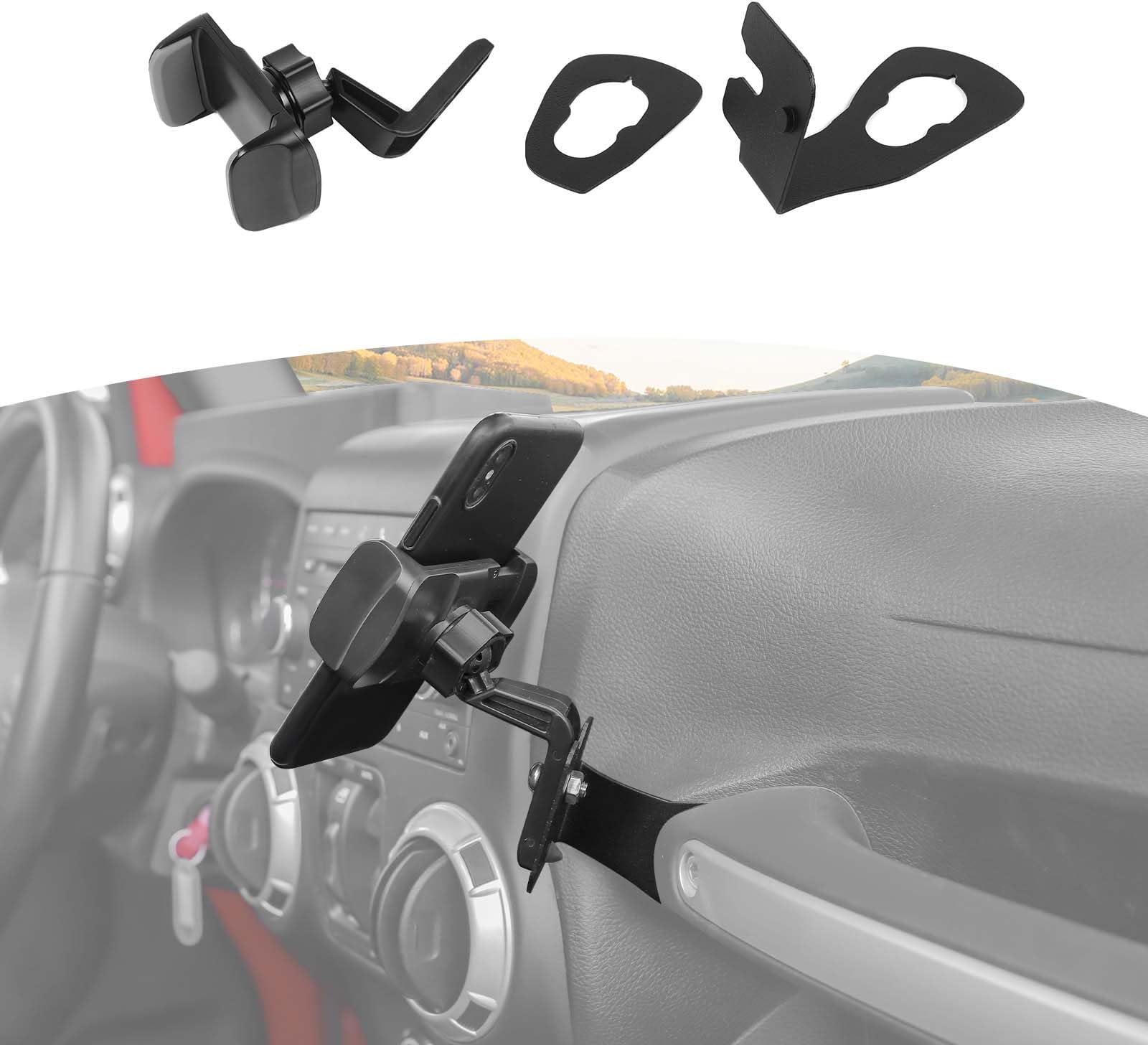 RT-TCZ for Jeep Wrangler Multi-Function Phone Holder, Radio Holder Walkie Talkie Mount Bracket,Bolt-on Stand Bracket Organizer for 2011-2018 Jeep Wrangler JK JKU