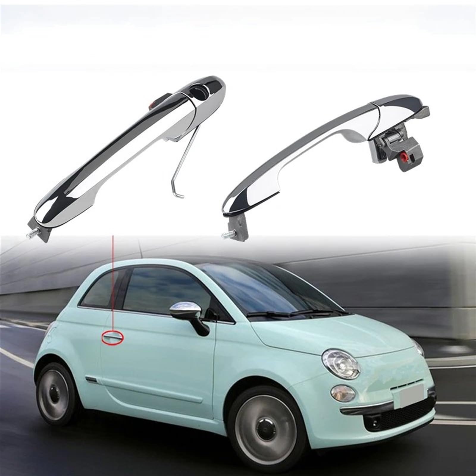 Voor Fiat 500 Chrome Outer Deur Handvat Offside Rechts Drivers Zijde 735592012