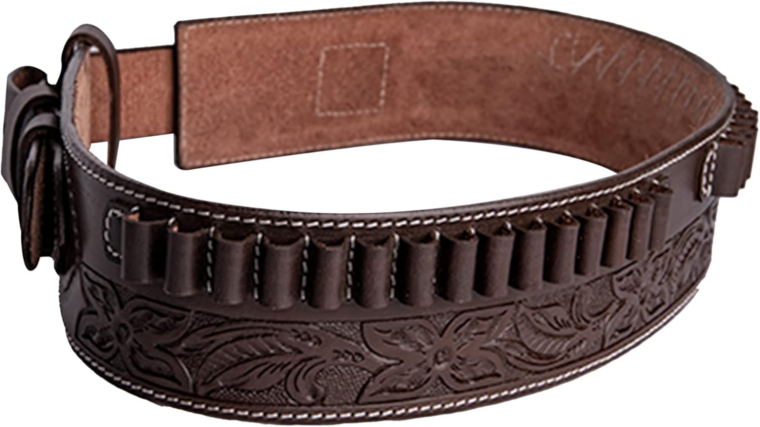 Hulara Full Grain Buff Leather Ammo Belt 22 Cartridge Belt Western Ammo Case Bullet Ammo Loops for Men