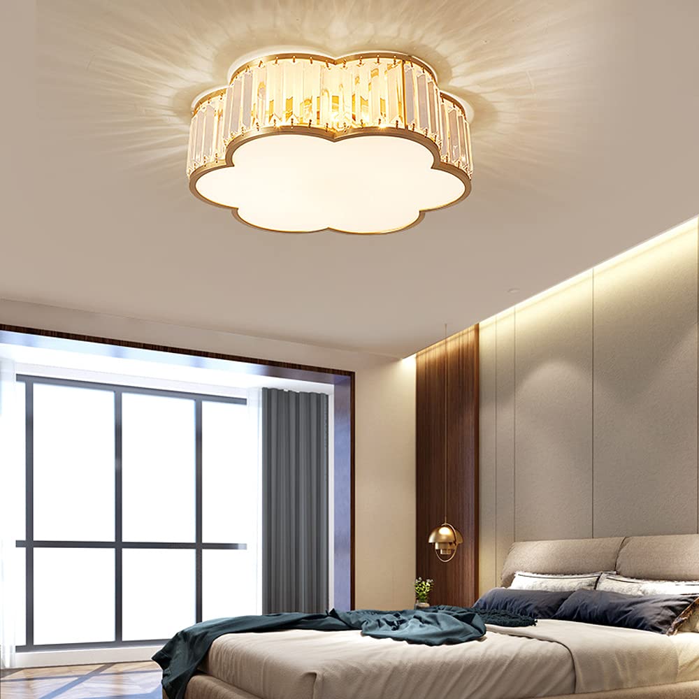 Plafonnier cristal anti-éblouissement 45cm pour salon et chambre sombres