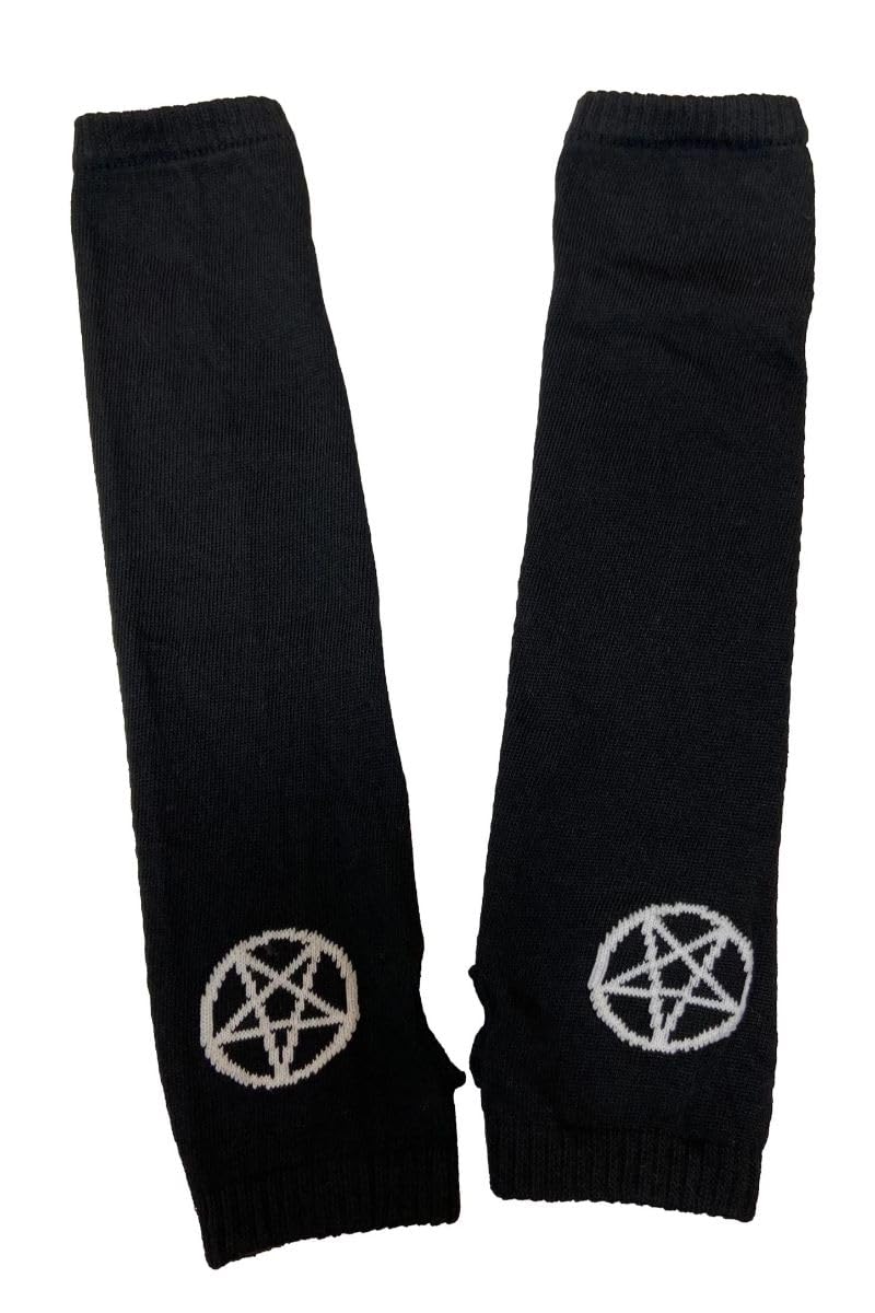 Ro Rox Pamela Mann Knitted Fingerless Gloves Pentagram Gothic Wicca