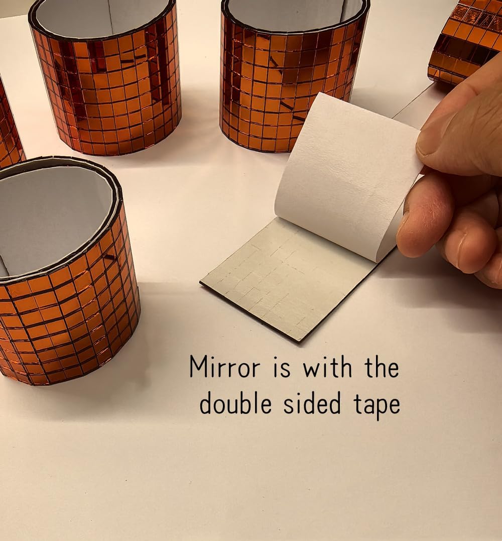 Orange Self-Adhesive Glass Mirror Mosaic,2400Pcs 5x5mm Mirror Tiles for DIY Disco Ball, Cowboy Hat, Vase, Bottle, Interior Decoration (Orange, 2400pcs)