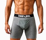 BeeJox Men’s Support Boxer Briefs 2-Pack | Cooling Compression Fit with Jockstrap Hammock for Vasectomy Recovery Gray/Black