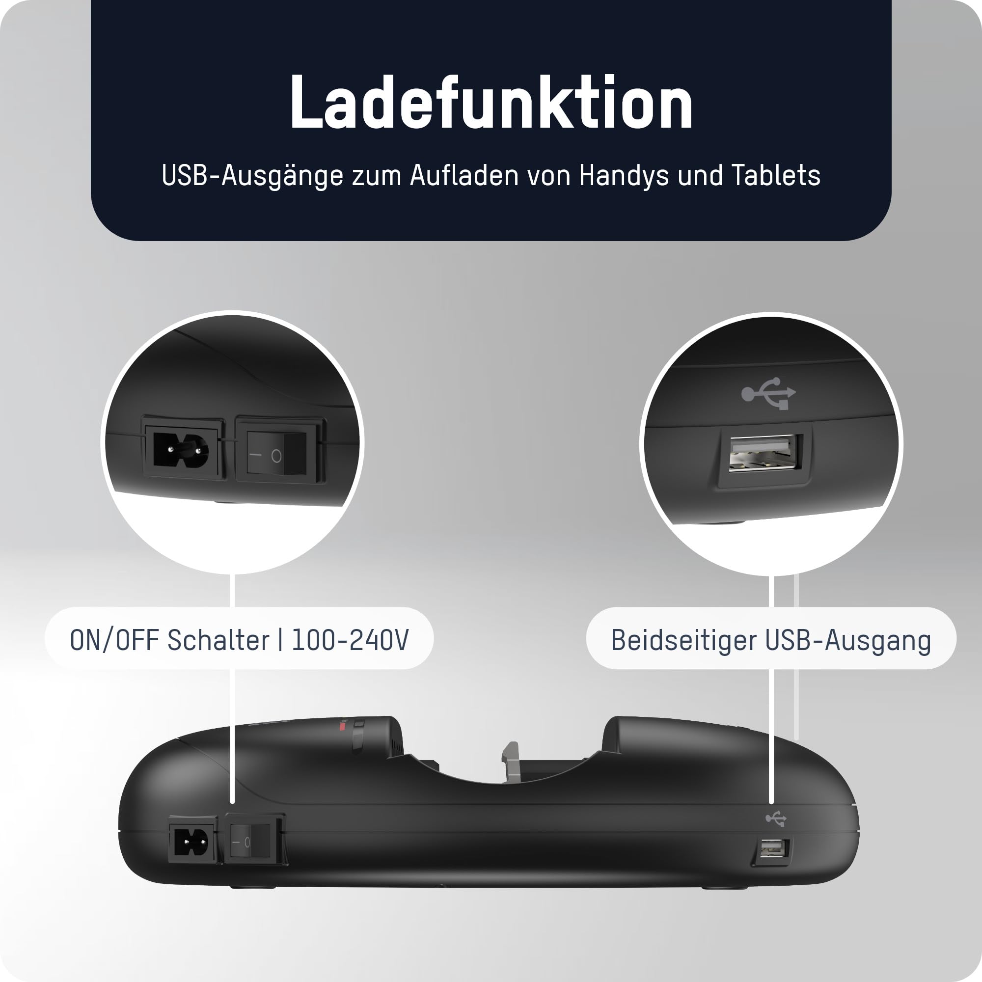 ANSMANN Akku Ladegerät mit LED Anzeige für NI-MH NI-CD AAA AA Baby C Mono D 9V Block Akku, Schnellladung, USB-ladefähige Geräte laden, Akkupflege | Schnellladegerät mit LCD-Display, USB-Ladebuchsen für Mobilgeräte und automatischer Akkupflege zur Kapazitä