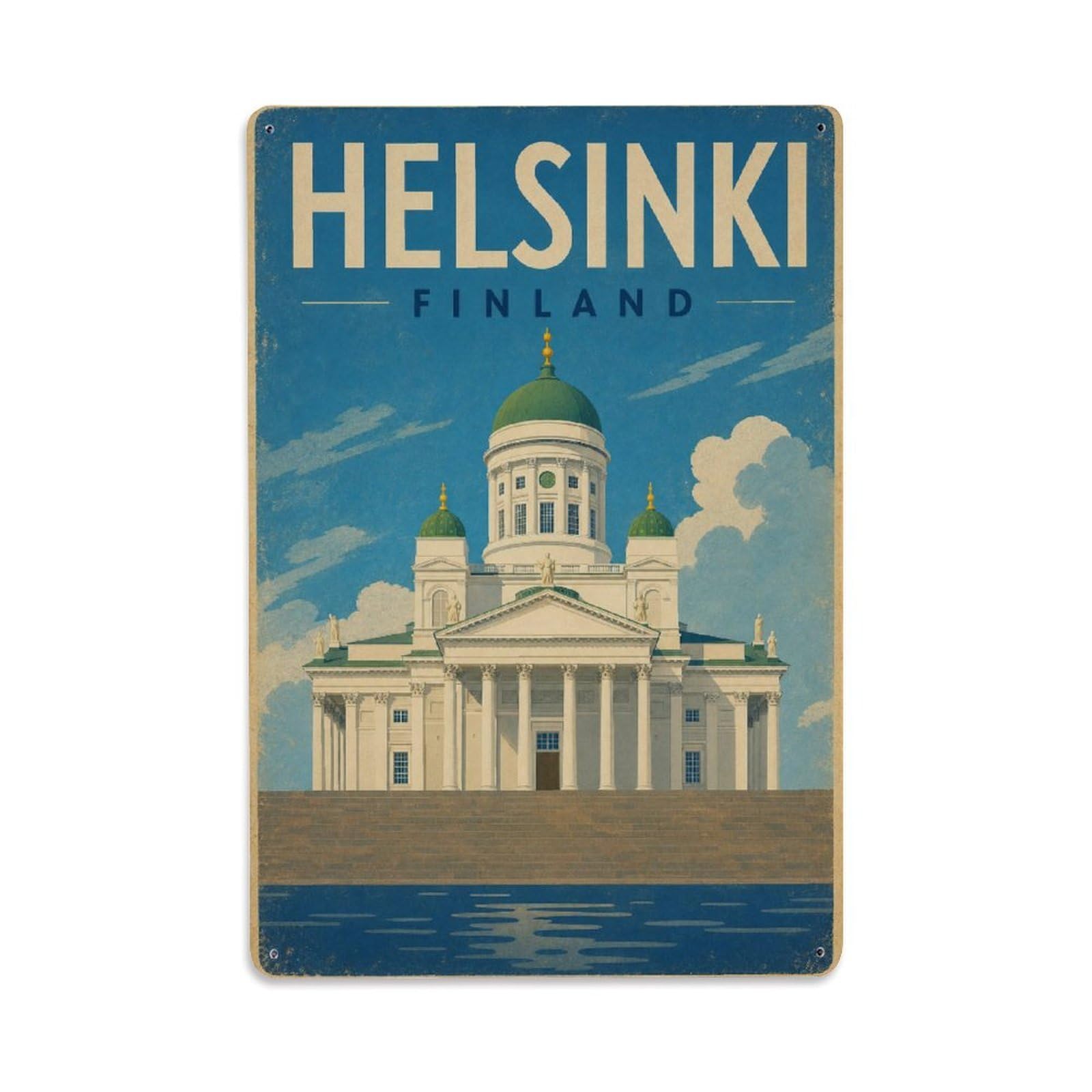 Travel Vintage Finland Helsinki Metal Tin Sign
