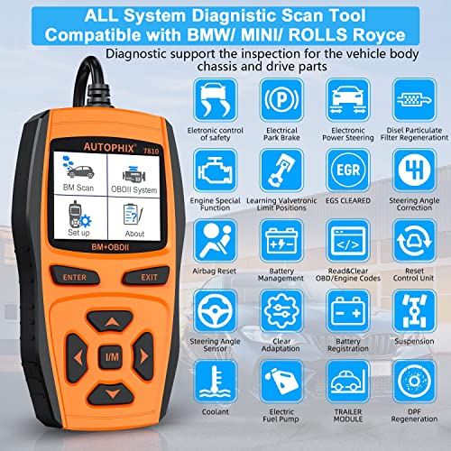 Autophix 7810 Full Diagnostic Tool All Systems Auto Code Reader Compatible With Bmw Multi Function Obd2 Scanner With Battery Registration Epb Sas Egs Dme Dde Cbs Ecu Reset F Chassis (Upgrade Version) #TOP2