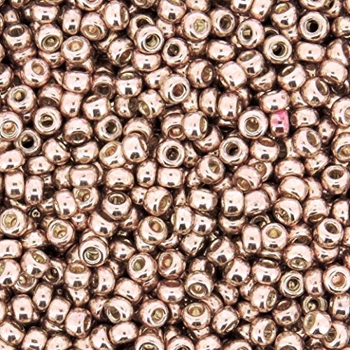 Miyuki Round Rocailles Seed Beads – Size 11/0 (2mm), Galvanized Light Rose Gold, 24 g, Made in Japan