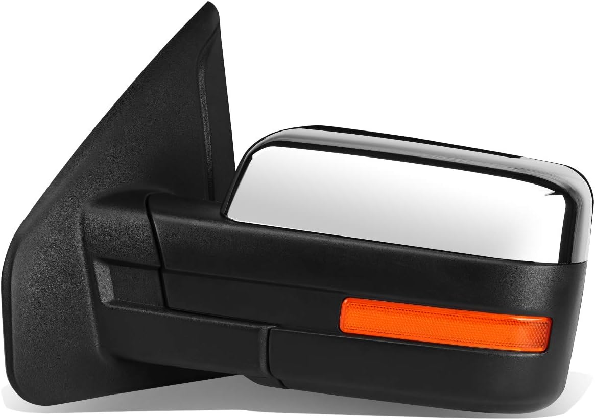 Auto Dynasty Right Passenger Side Chrome Manual Adjustment Folding Rear View Towing Mirror Compatible with Ford F-150 04-14