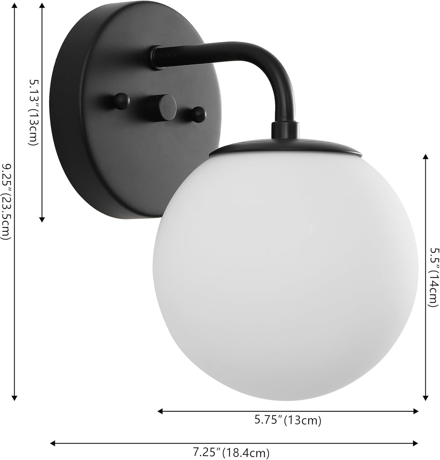 JONATHAN Y Louis Parisian Globe 5.75" Vanity 1-Light, Black image 5