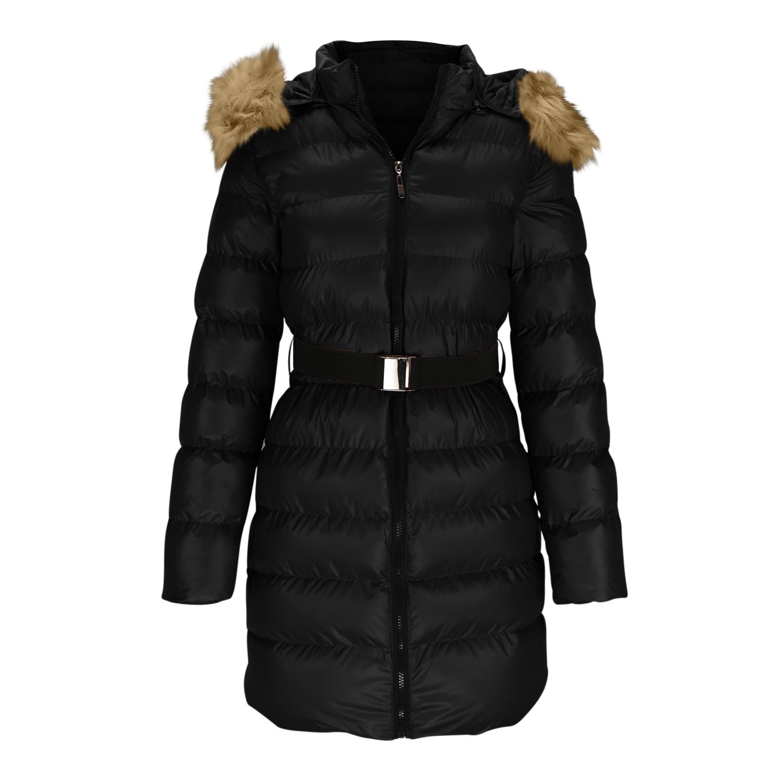 Damen Jacke Steppjacke Warme Winter Übergangsjacke Gesteppt Stepp Wintermantel mit Gürtel Daunenmantel Oversized Puffer Jacke Outdoor Winddicht Damenmantel Dicke Warm Steppmantel