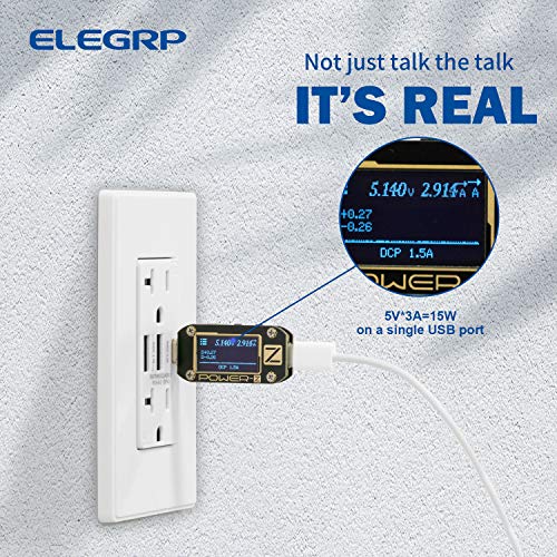 Elegrp Usb Outlets Receptacles, 3-Port Usb C Wall Outlet, 30W 6.0A Usb Electrical Outlet, 20 Amp Tamper-Resistant Outlet With Usb C Ports, Ul Listed, Screwless Wall Plate Included, 2 Pack, Matte White #TOP3