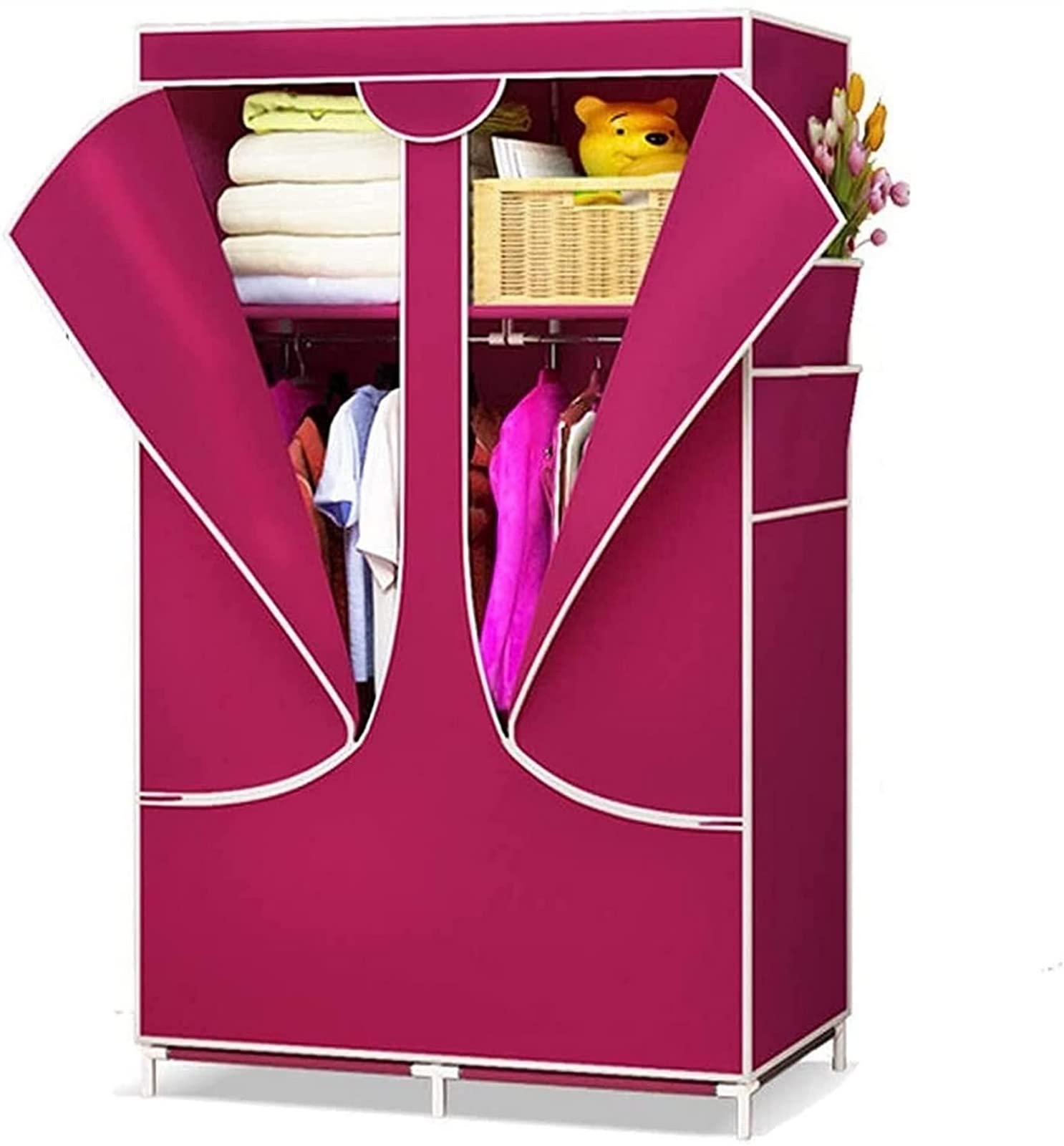 Tragbarer Kleiderschrank, Stoff-Kleiderschrank, Kleiderschrank, Schlafzimmer, zusammengebaut, einfacher Stoffschrank, einfacher Hänge-Kleiderschrank, Reißverschluss, vollständig ve