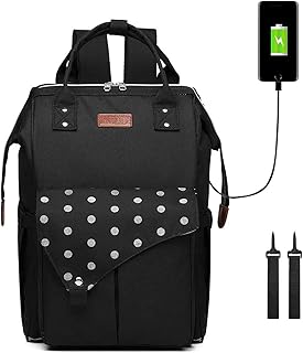 Changing Bag Backpack Travel Nappy Changing Back Pack Waterproof Baby Diaper Bags with USB Port & Stroller Straps for Mom & Dad Maternity Rucksack Nappy Tote Bags 15.6 \'\' Travel Laptop Backpack