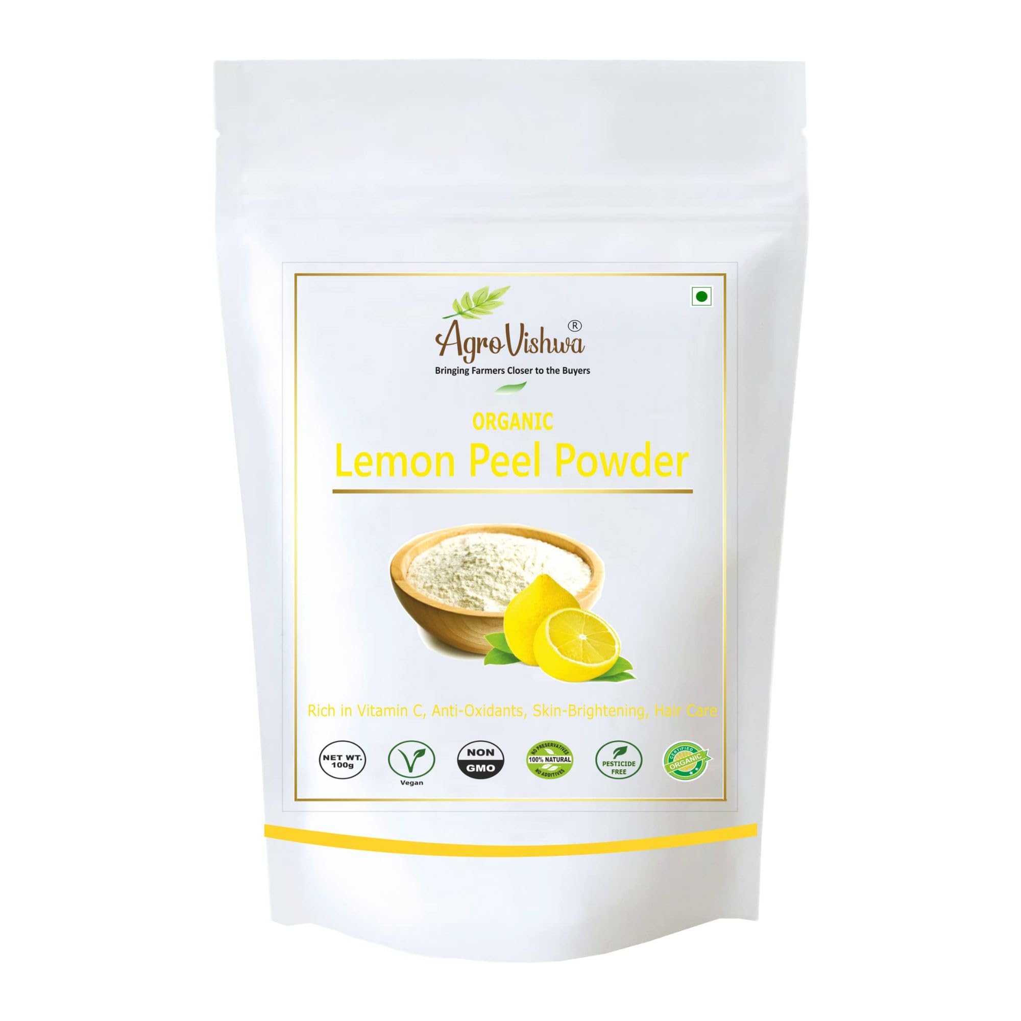 100% Organic Lemon Peel Powder FACE BRIGHTENING MASK Pack, Pore Cleansing, Anti Blemish, Acne AGEING, Glowing Skin Care, Premium Quality 100g pack