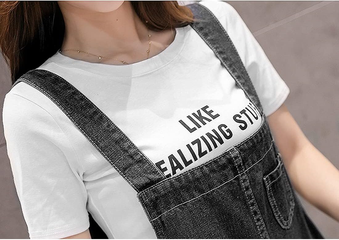 Women's Denim Strap Dress Large Size Loose Casual Solid Color Mid-Length Skirt - Image 5