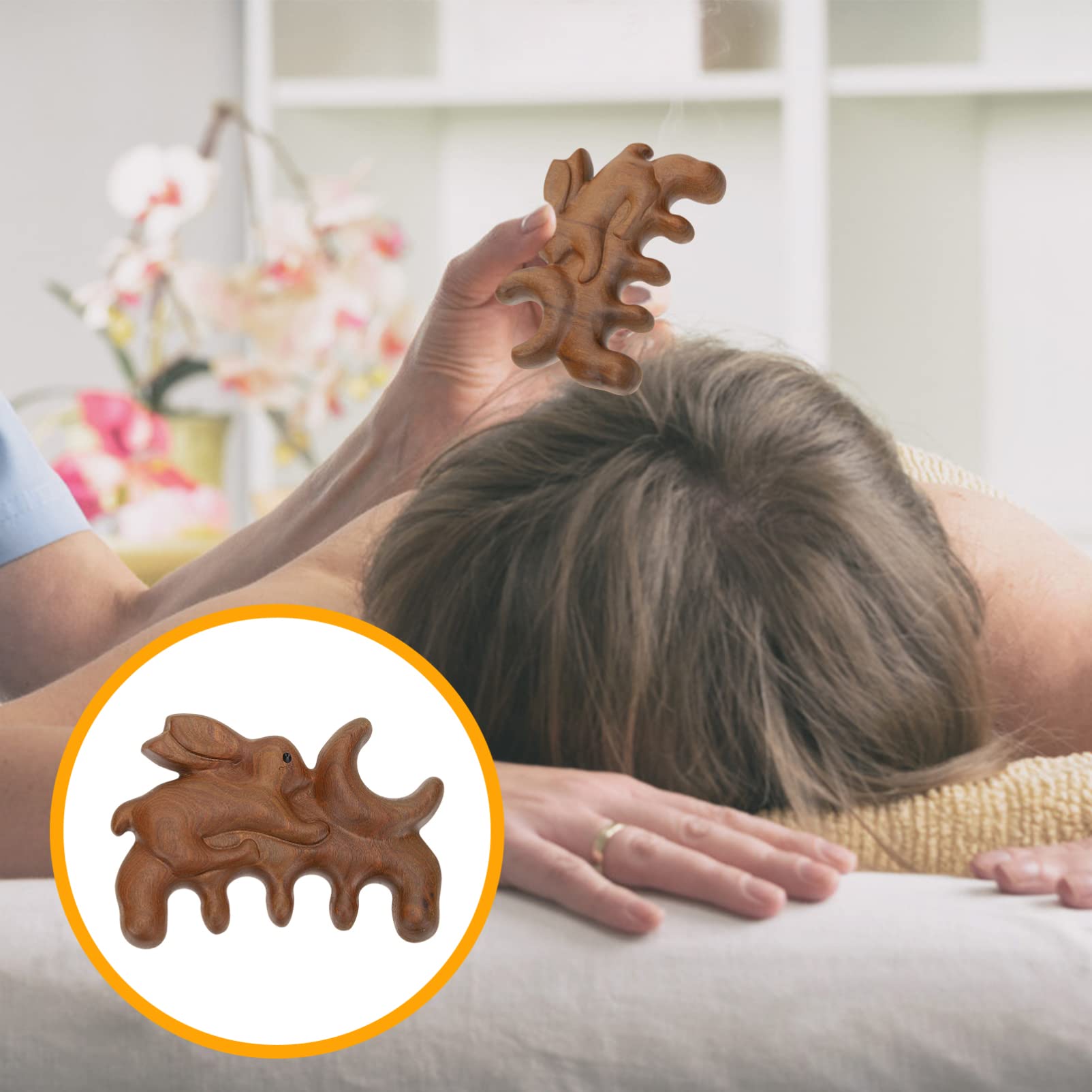 Didiseaon 3 Piezas peine de conejo peine de sándalo de madera portátil s herramientas para tallar madera de masaje antiestático de pelo de mujer natural masajeador