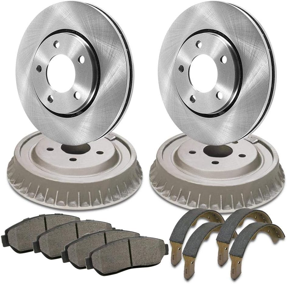 Front and Rear Brake Rotor Semi-Met Pad Drum Shoe 6PCS Compatible With 86-87 Suzuki Samurai