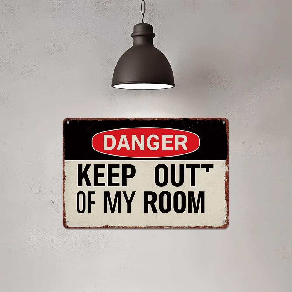 Vintage metal sign Danger Keep Out of My Room Sign Aluminum Decorative Wall Art 12x8 inch Poster Home Office Bedroom Decoration image 4