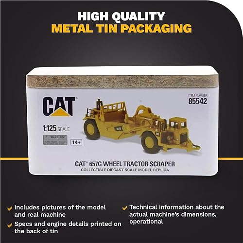 Miniatura 6 de Diecast Masters Raspador de tractor de rueda Caterpillar 657G escala 1:125 | Elite Series Cat Truck Modelo 85542
