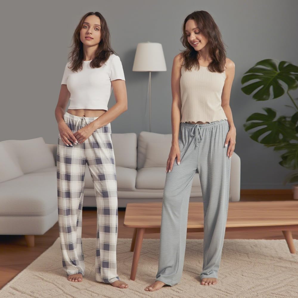3PC or 5PC Women's Pajama Pants - Wide Leg Sleepwear, Lounge PJs image 3