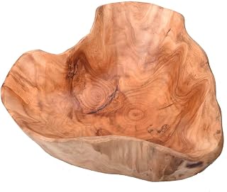 KIDYBELL Handmade Natural Root Wood Bowl 12-14" - Unique Fruit Salad Bowl for Rustic Kitchen Decor