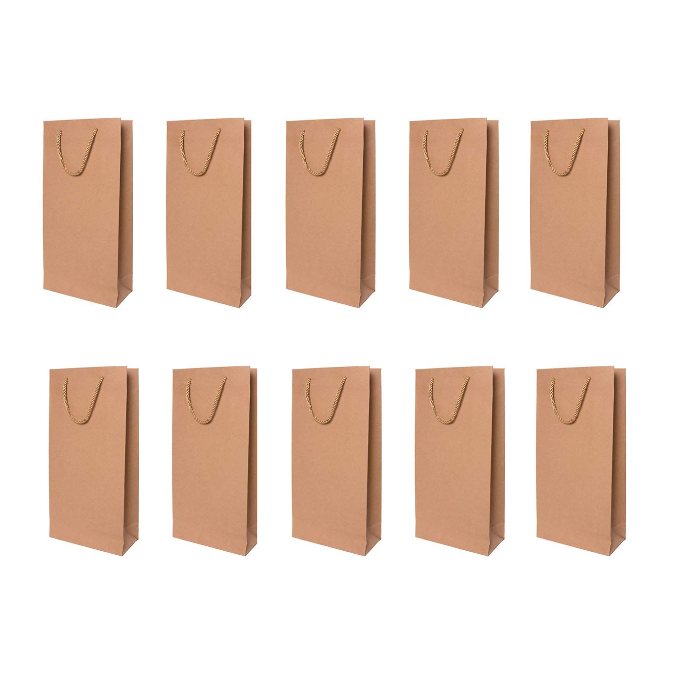 Homanda Pack of 10 Light Brown Kraft Paper Wine Tote Bag-2 Bottle
