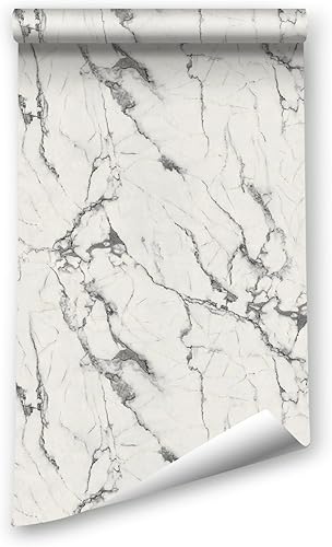 Miniatura 12 de Papel de pared de mármol brillante, papel de contacto de mármol de granito para remodelación de muebles, papel tapiz grueso extraíble autoadhesivo