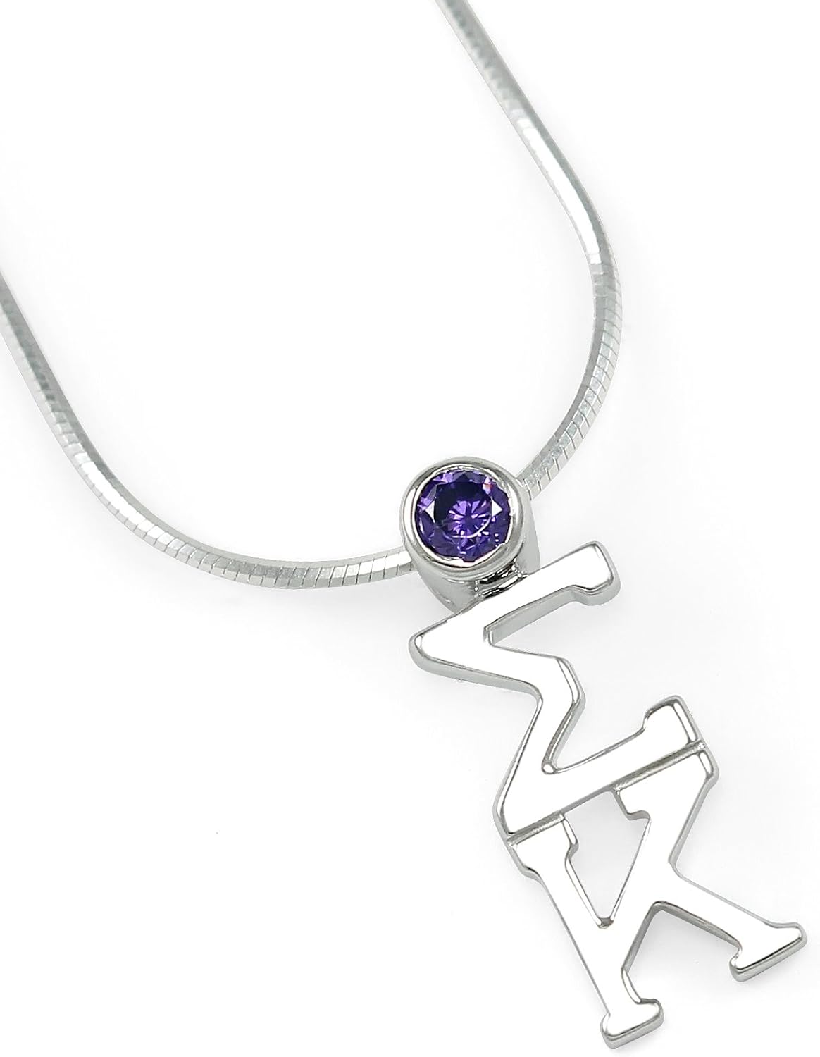 The Collegiate Standard Sigma Kappa Sterling Silver Lavaliere with Lavendar CZ