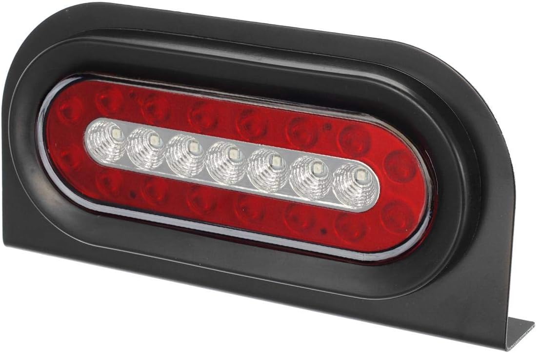 Partsam 2Pcs 6 Inch Oval Led Trailer Tail Lights Red/White 23LED Grommet Mount w Mounting Brackets Waterproof Truck Trailer RV Oval Led Stop Turn Tail Brake Backup Reverse Marker Lights Sealed 12V