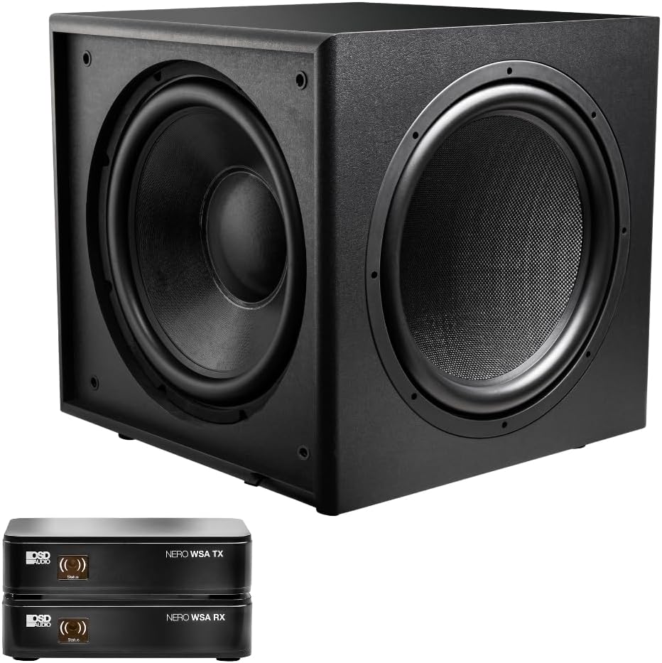 Trevoce 15” 1600W Triple Driver Powered Subwoofer Bundle + 5.8GHz Wireless Subwoofer Kit (WSA), Deep 15Hz Bass, Clean Cable-Free Home Theater Setup