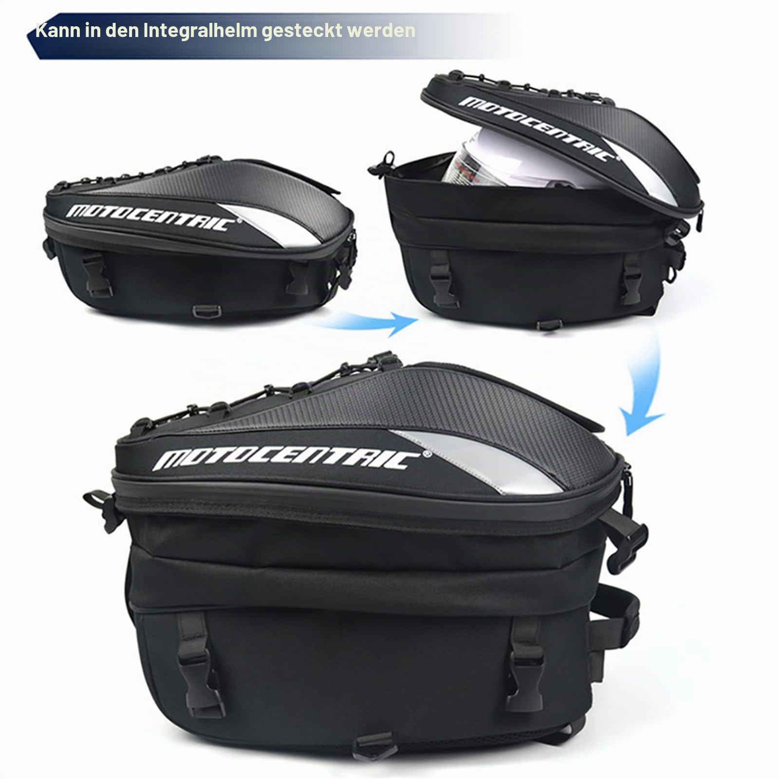 Wasserdichte Motorrad-Hecktasche Helm 38L Multifunktionale Motorrad-Rücksitztasche Motorradtasche mit hoher Kapazität Motorradrucksack (Rot)