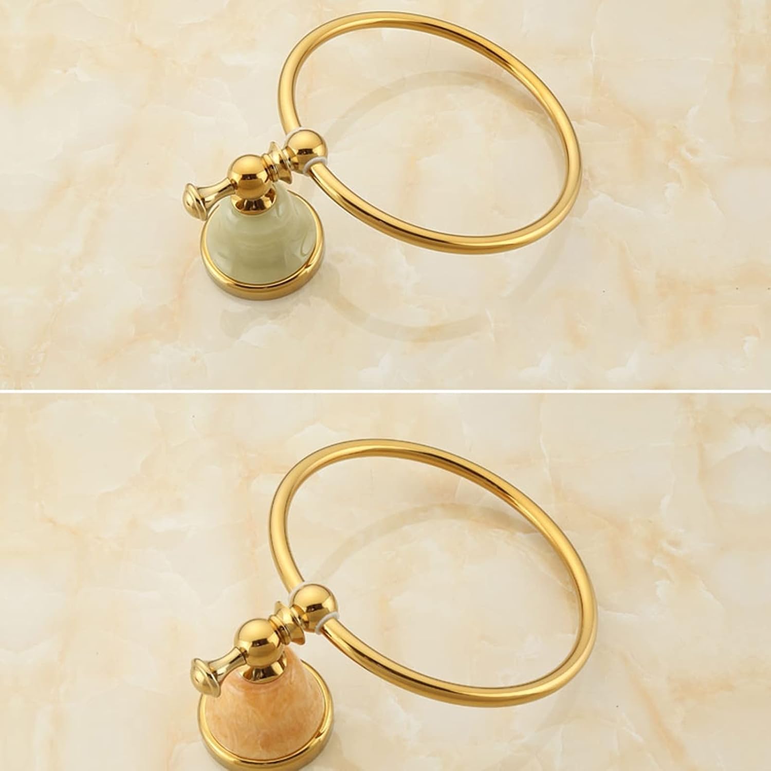 European-Style All-Copper Natural Jade Golden Towel Ring, Bathroom Hardware Pendant Towel Holder, Wall Hanging Rack Bathroom (Color : Sapphire)