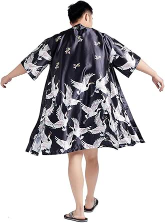 HAORUN Men Japanese Kimono Coat Loose Yukata Outwear Long Bathrobe Tops ...