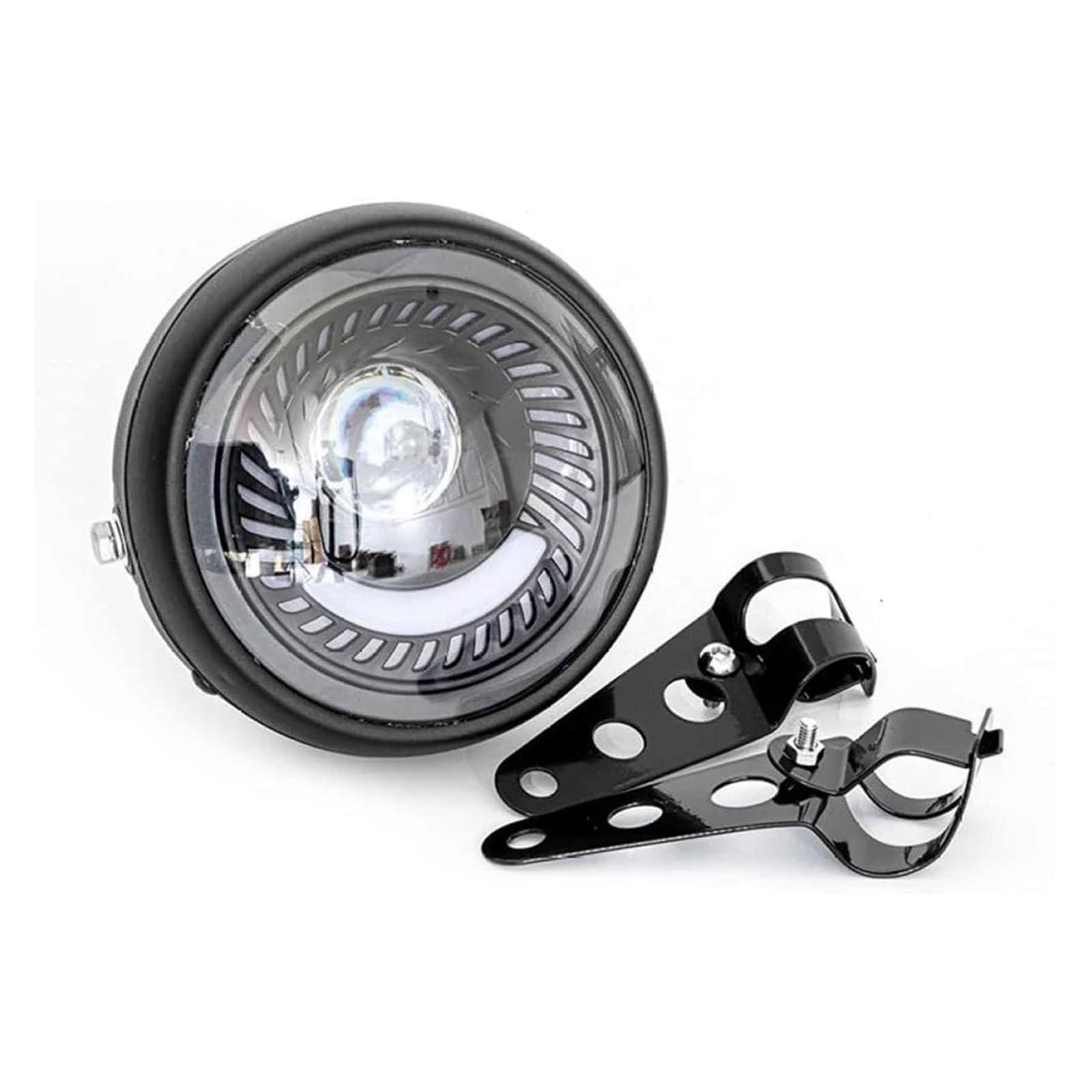 Anteriore Faro Faro Anteriore A LED Per Moto Da 6,5 ​​pollici, Rotondo Retrò, 12 V, 26 W, 6500 K, Con Kit Di Staffe, Parti Modificate Fanale Moto Anteriore