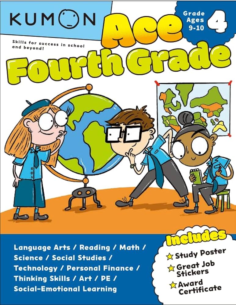 Kumon Ace Fourth Grade-Includes Study Poster, Great Job Stickers