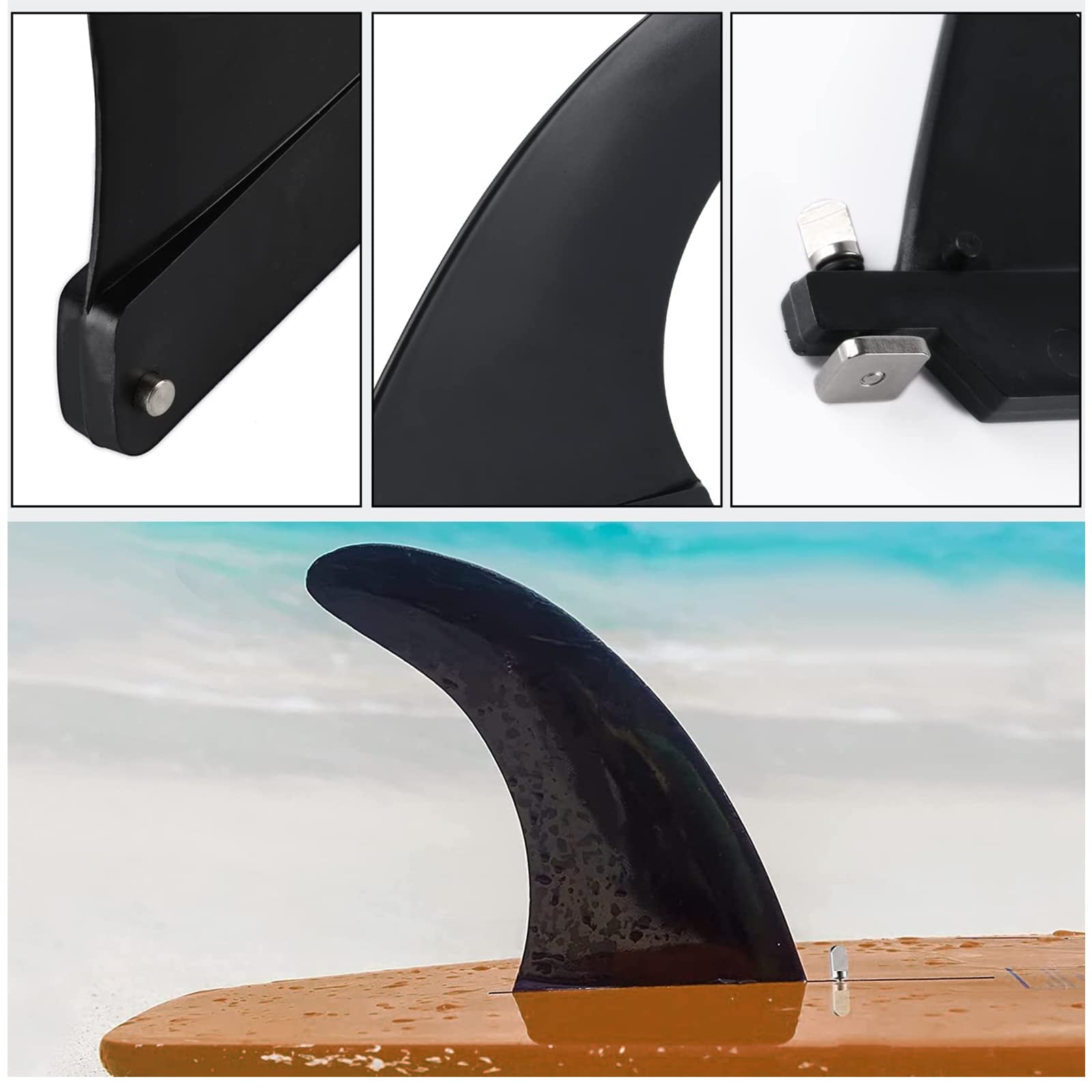 Aleta de Tabla de Surf Universal Removible con Tornillos para Longboard, SUP, Kayak