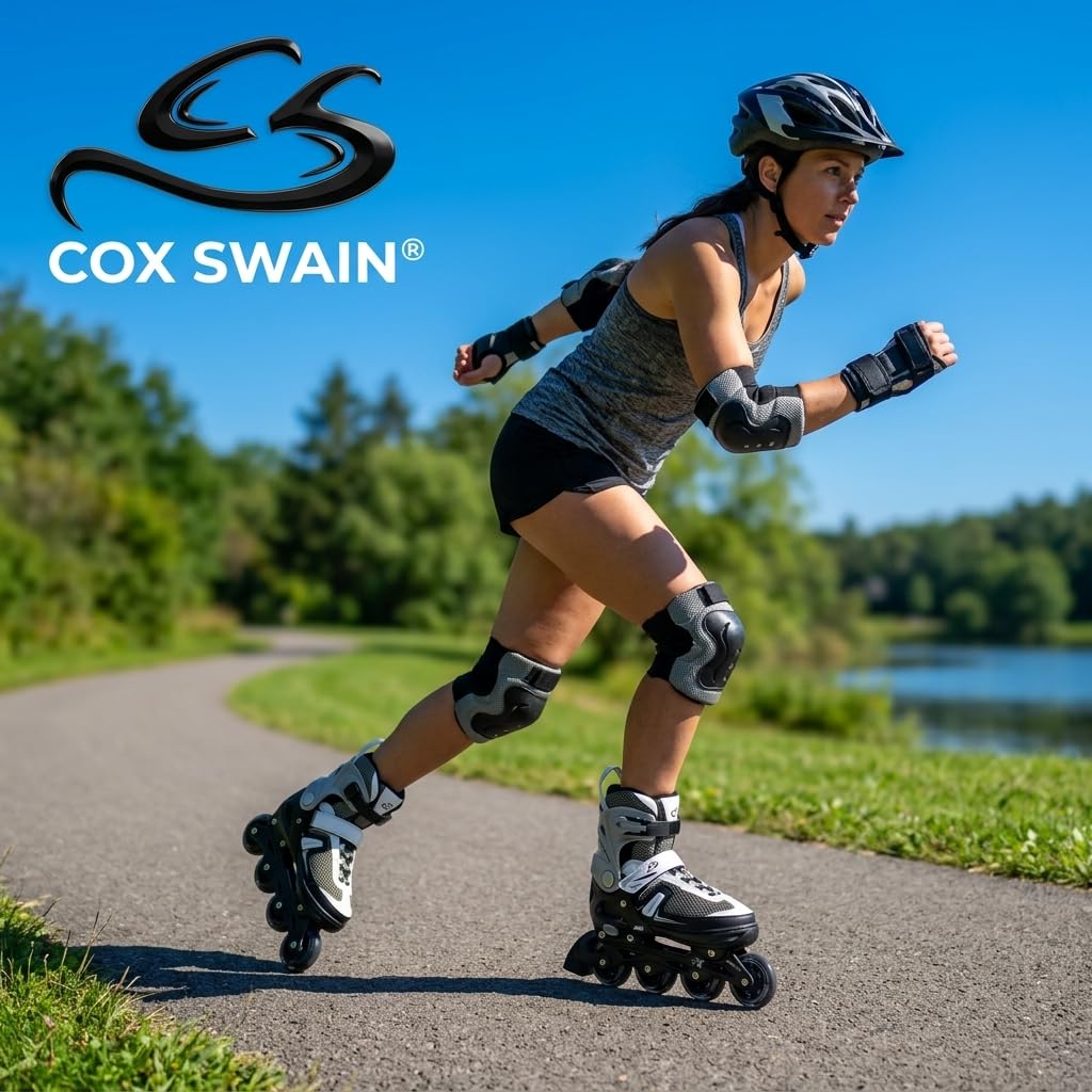 Cox Swain Push 2in1 Inliner & Schlittschuhe - Größenverstellbare Kombi Skates & Eislaufschuhe für Kinder, Mädchen, Jungen, Damen & Herren - Edelstahlkufen, PU-Rollen, ABEC 7, Gr. 29-32 bis 43-46