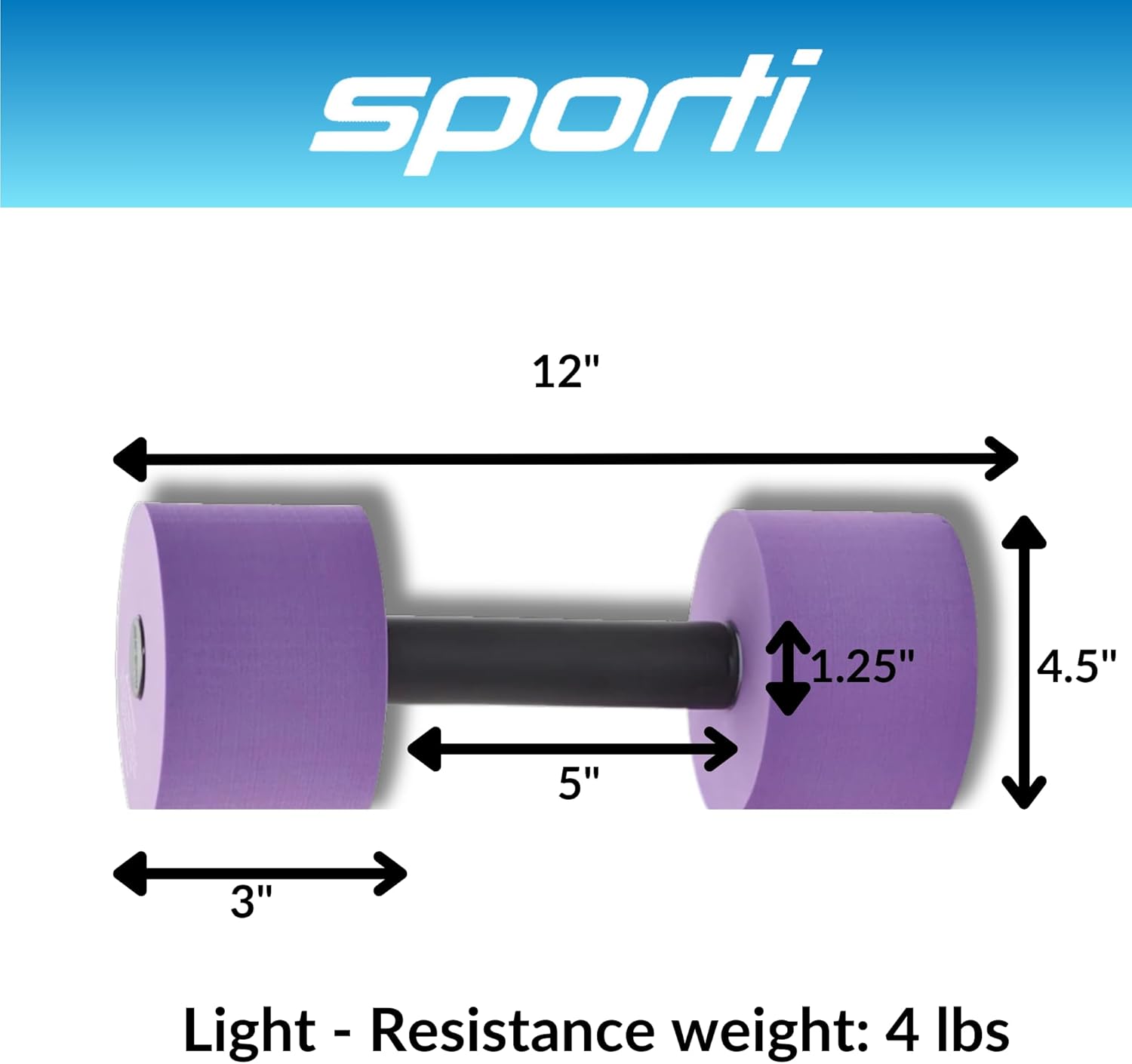 Sporti Aquatic Fitness Dumbbells Water Weights for Water Aerobics Fitness and Pool Exercises, Strengthening Upper Body