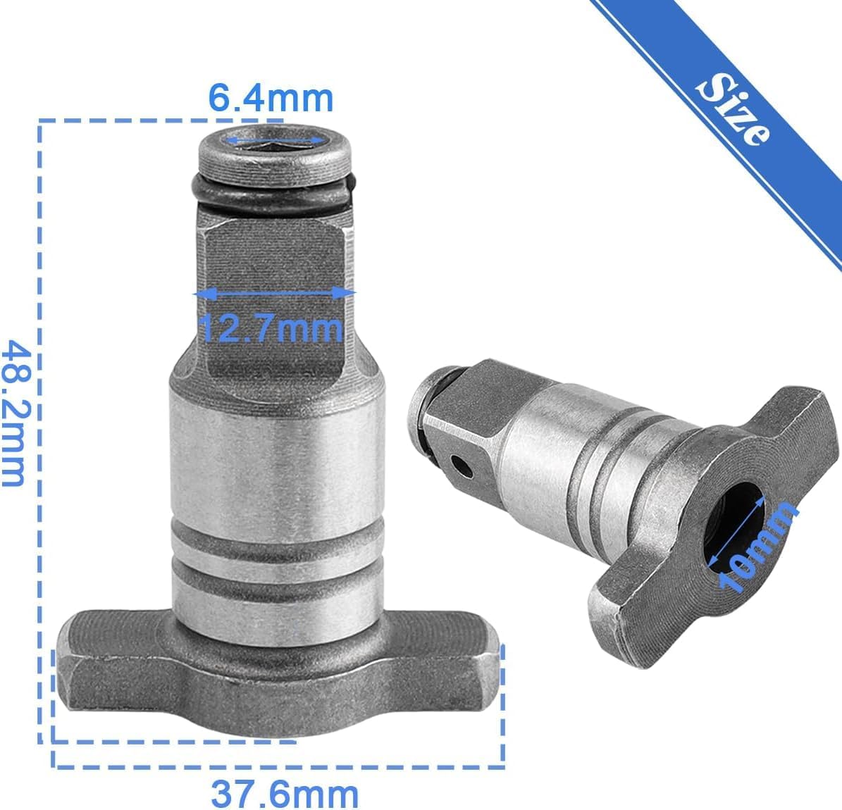 Cordless Impact Wrench Square Drive Adapter | 1/2 Inch (12.7mm) to 1/4 Inch (6.35mm) Hex Dual Use T-Shaft | Alloy Steel Right Angle Drill Attachment for Tight Spaces